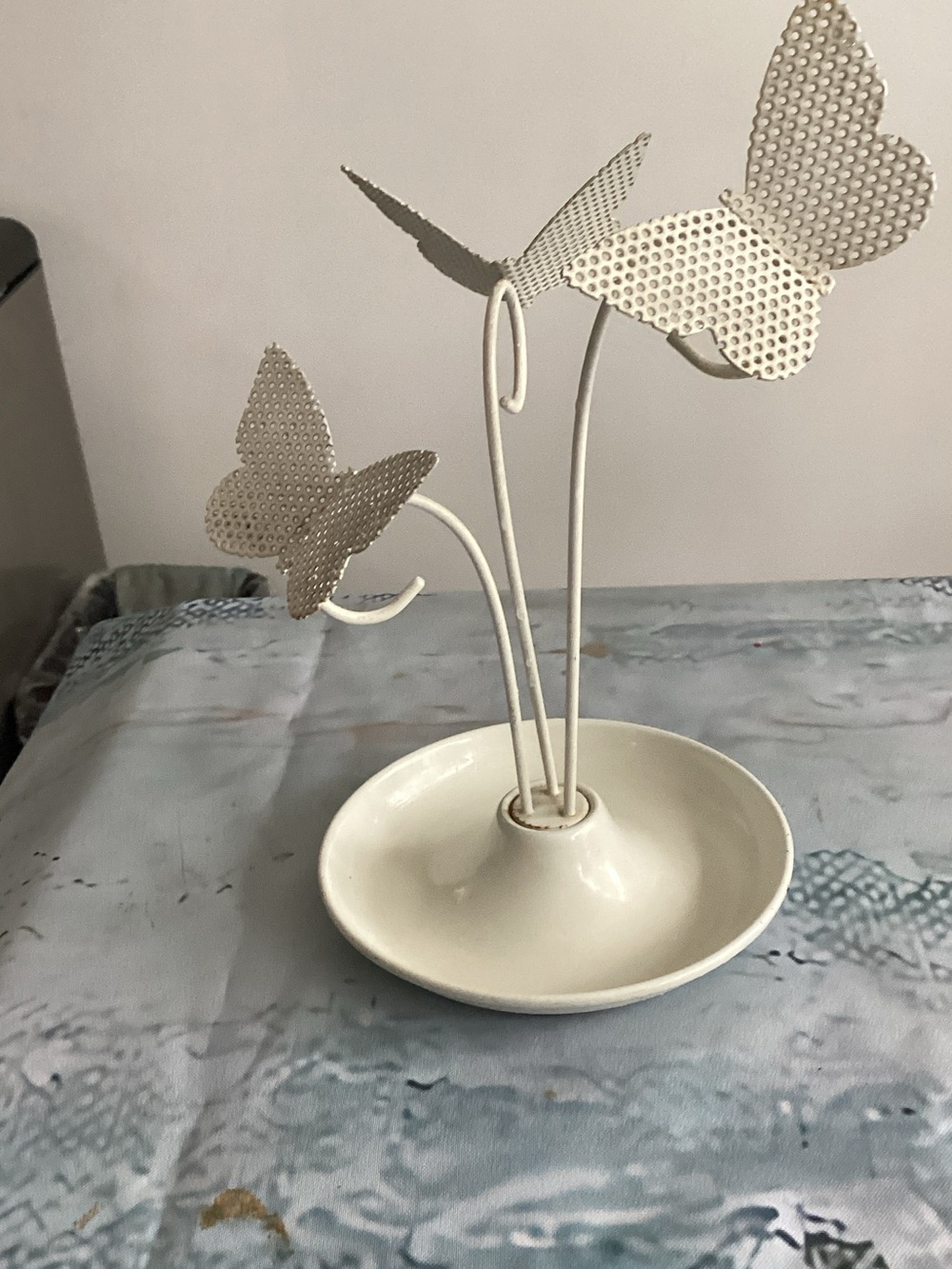 Source Unknown White Butterfly Jewelry Holder bracelet and ring holder